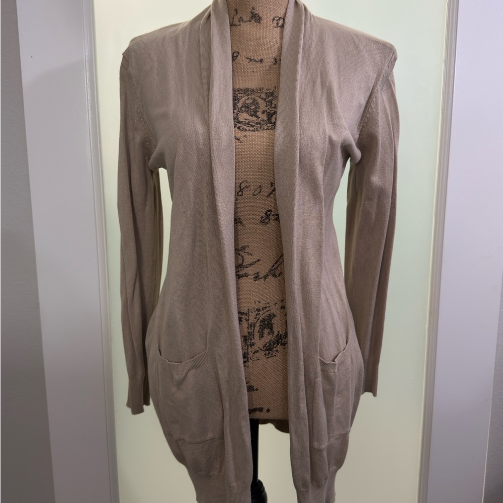 Women's Tan Cardigan Sweater with Pockets Size Med